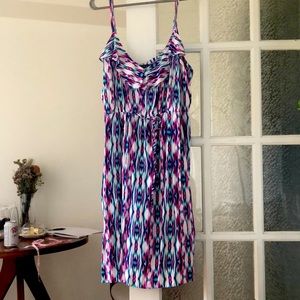 Torrid Summer Dress, White with blue, turquoise and pink pattern, Plus size 3